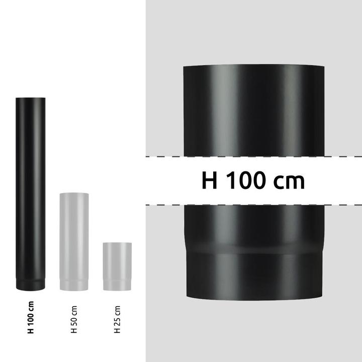 [HSFFWNNOL1500] Vitreous enamel flue pipe 150x1000 mm black matt Save Plus Light