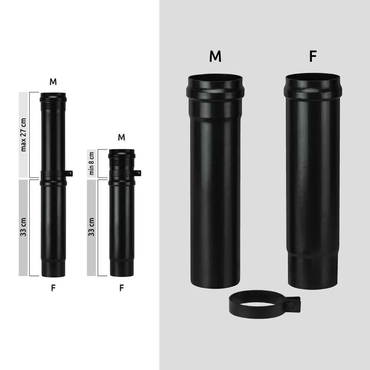 [HSFFPPNL1042] Vitreous enamel telescopic set 100x330 mm black matt Save Pellet Light